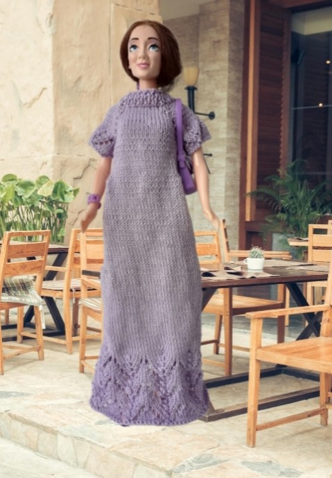 Сиреневое платье для куклы в стиле бохо. "Облако сирени".