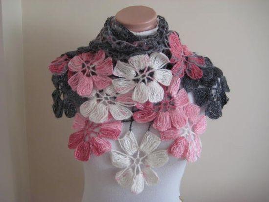 Шикарная шаль "Цветы". Идеи для вязания.
