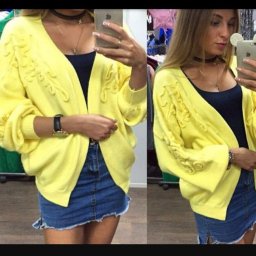 Желтая объемная кофта