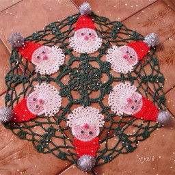 Салфетка с Дедами Морозами - украшение новогоднего стола: схема