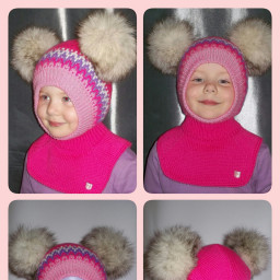 Шапочка-шлем с помпонами