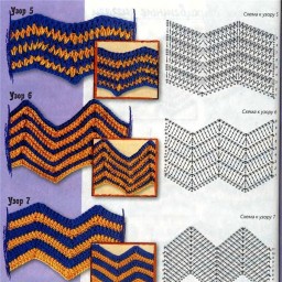 Зигзаги крючком, подборка схем!