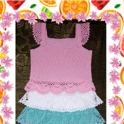 Топ к ранее связанным шортикам и юбочка