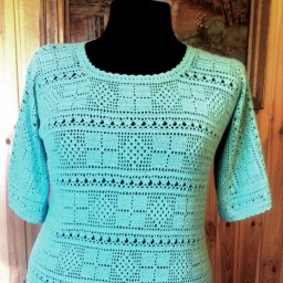 Летняя филейная кофточка крючком