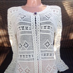 Винтажный жакетик крючком с миксом узоров