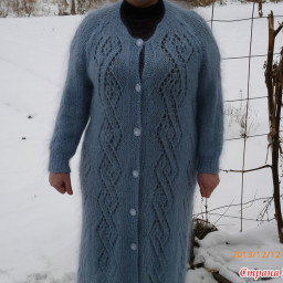 мохеровый кардиган, связан спицами