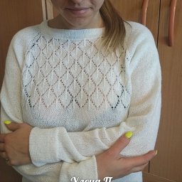 Белый джемпер из полушерсти "Лидия" с метанитом.