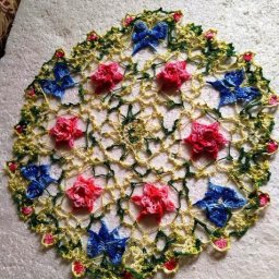 Салфетка цветная с бабочками и цветами