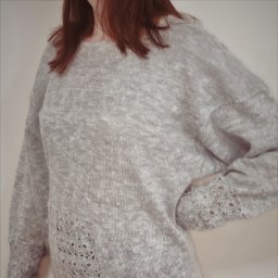 Пуловер из козьего пуха с ажуром