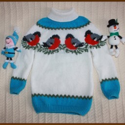 Свитер со снегирями