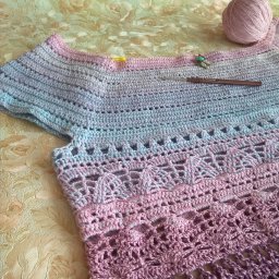 Представляю летний топ "Лавандовое Поле из пряжи ЯнАрт Фловерс номер 280.