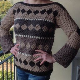 Джемпер жаккард крючком