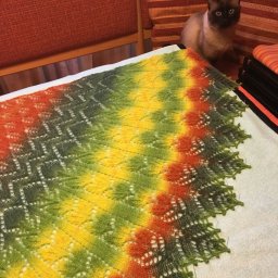 Осенняя шаль из пряжи Кауни