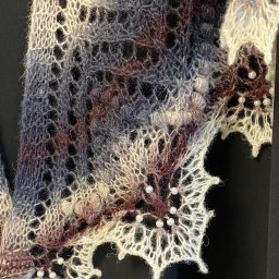 Фарерская шаль спицами Осенний букет