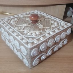 Джутовая шкатулка из обычной коробки.
