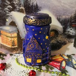 Декор баночки соленым тестом.