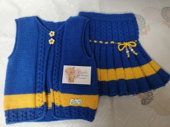 Юбочки и жилетка спицами для девочки на возраст 1,5-2 года