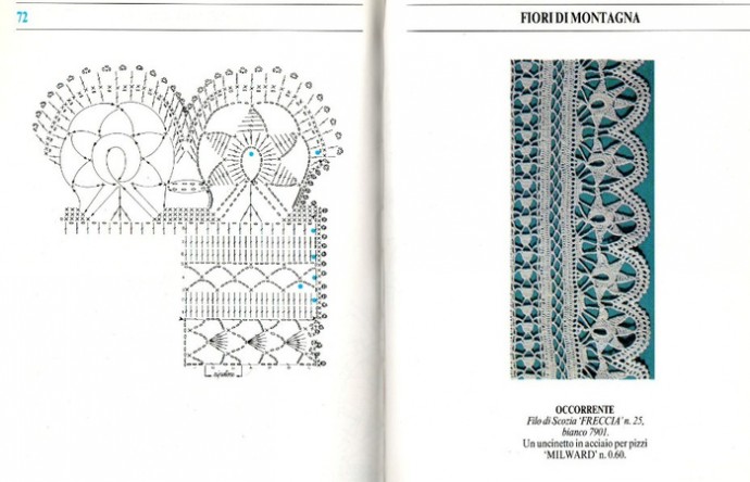 Мотивы крючком, кружево, узоры для филейного вязания