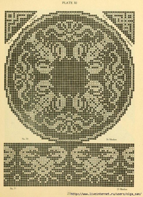 Мотивы крючком, кружево, узоры для филейного вязания