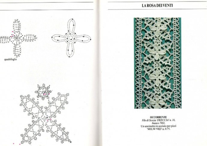 Мотивы крючком, кружево, узоры для филейного вязания