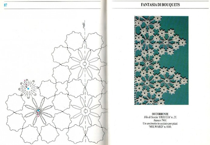 Мотивы крючком, кружево, узоры для филейного вязания