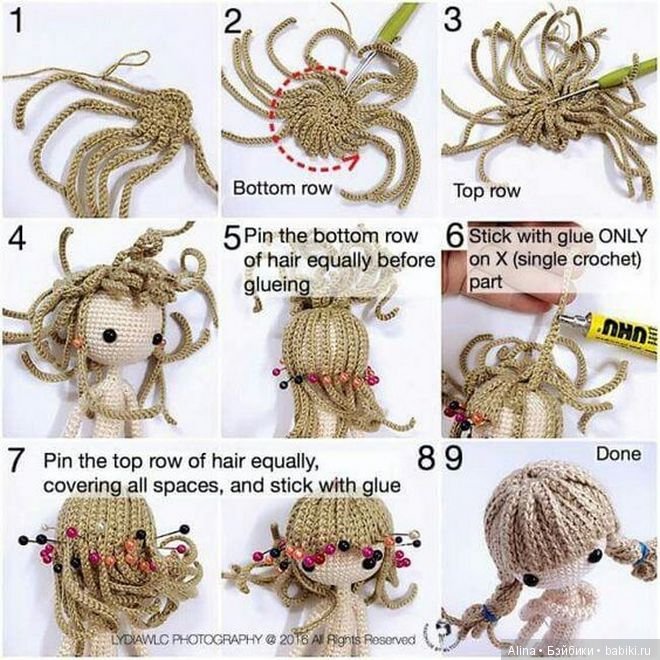 Еще один способ сделать волосы кукле (для начинающих)