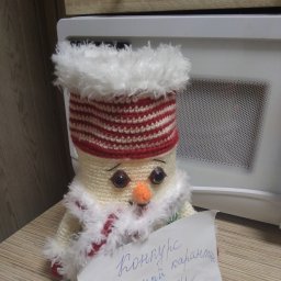 Снеговичок (декор бутылки)