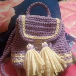 Первые пробы вязания крючком из трикотажной пряжи