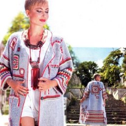 ДЛИННОЕ ПАЛЬТО С "БАБУШКИНЫМИ КВАДРАТАМИ" ОТ СВЕТЛАНЫ ВОЛКОДАВ