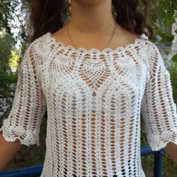 Белая блузка крючком