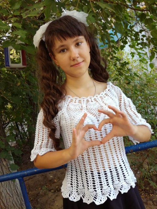 Белая блузка крючком Белая блузка крючком