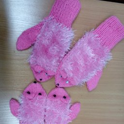 Варежки "ежики" для мамы и дочки