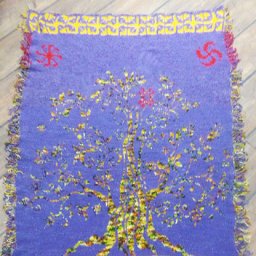 Плед детский обережный спицами в технике жаккард