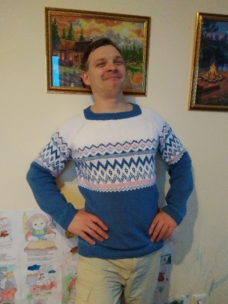 Бело-сине-голубой и немного розового фемели лук