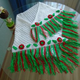 Шаль " Красные маки на снегу!"