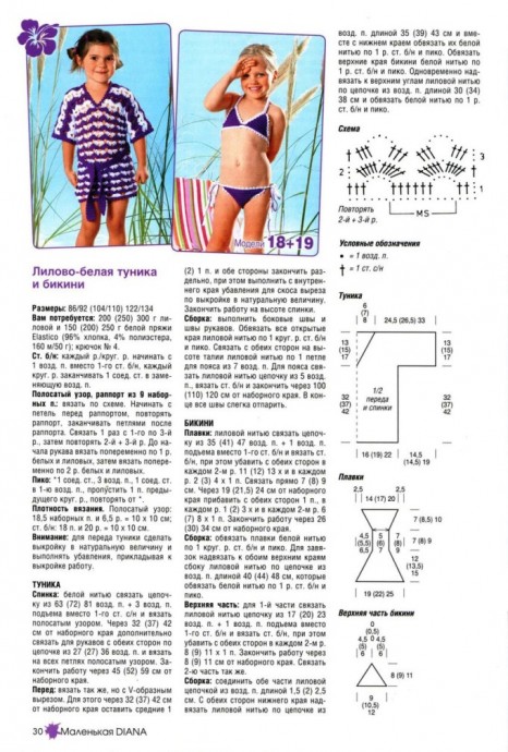 ВЯЗАНЫЙ КУПАЛЬНИК И ТУНИКА ДЛЯ ДЕВОЧКИ