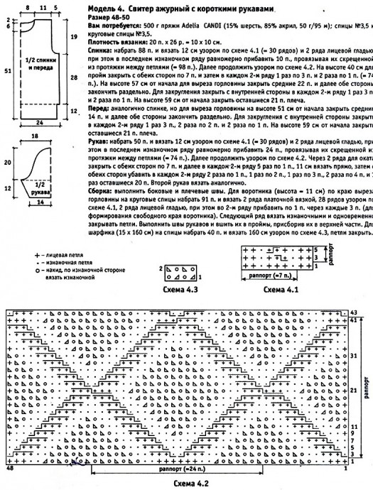 Вязаный свитер с короткими рукавами.