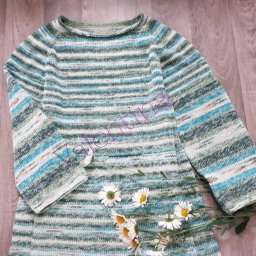 Пуловер спицами регланом сверху из Nako Caliko Jakkar