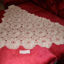 Осенняя шаль "Белая хризантема"