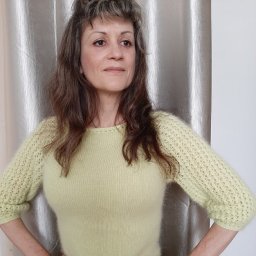 Джемпер "ЛАЙМ" из пуха норки с ажурным рукавом