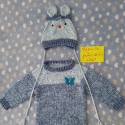Комплект "Зайка"  и чепчик "Эльф"для малышки