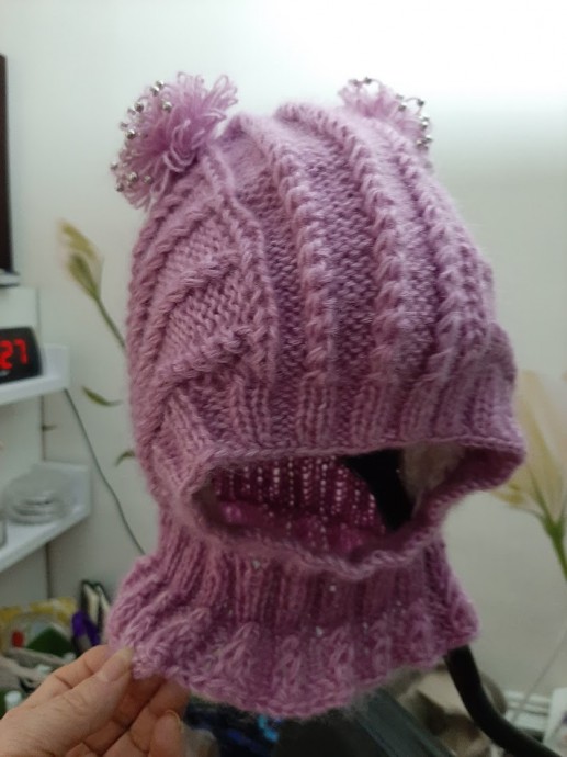 " Сиреневый туман"свитерок и шапочка из смесовой пряжи для внученьки