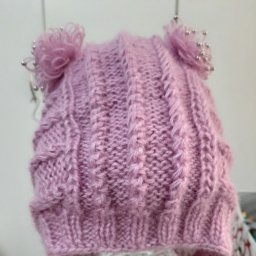 " Сиреневый туман"свитерок и шапочка из смесовой пряжи для внученьки