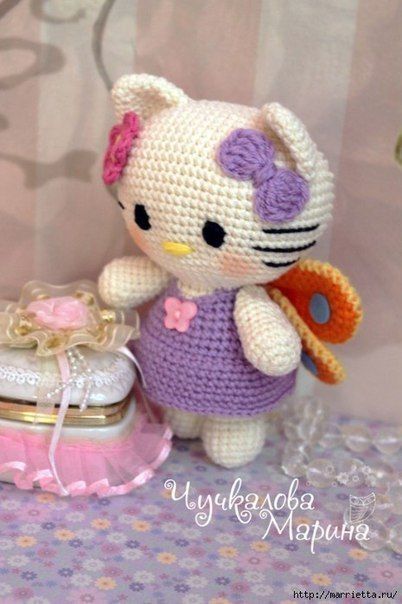 Кошечка - бабочка. Игрушка амигуруми крючком от автора - Марины Чучкаловой Кошечка - бабочка. Игрушка амигуруми крючком от автора - Марины Чучкаловой