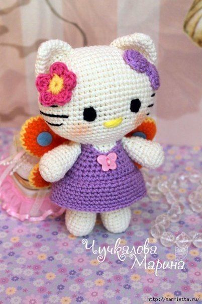 Кошечка - бабочка. Игрушка амигуруми крючком от автора - Марины Чучкаловой