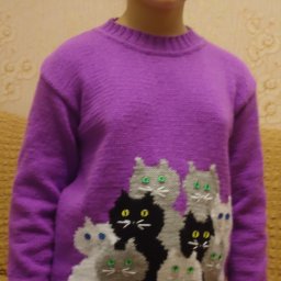 Свитер с котятами (интарсия)