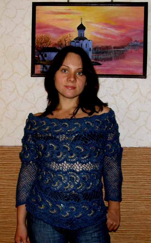 Свитерок с использованием ленточного кружева