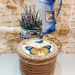 сочетание джута с декупажем