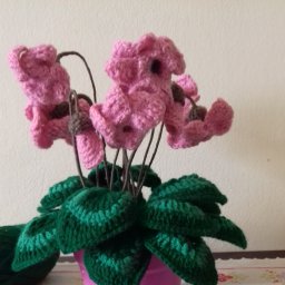 Зимний цветок  "Цикламен" (связанный крючком)