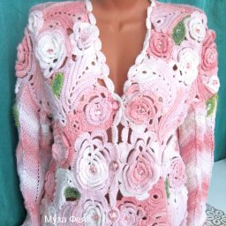 Кофточка Розы + миссони, спицы+крючок